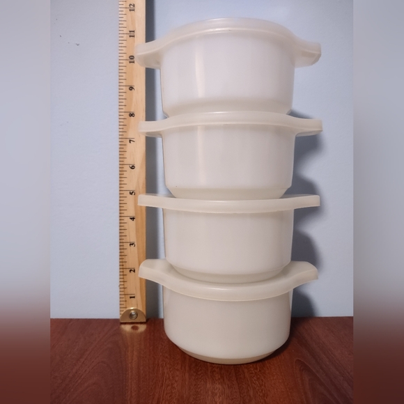 Temocrisa Dynaware Set of 4 Casserole Bowl Dish w/ Lids Milk Glass Brown Daisy - Picture 2 of 4
